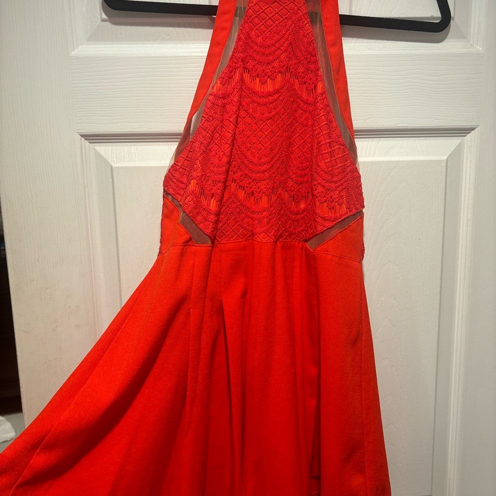 Red Lace Halter Dress
